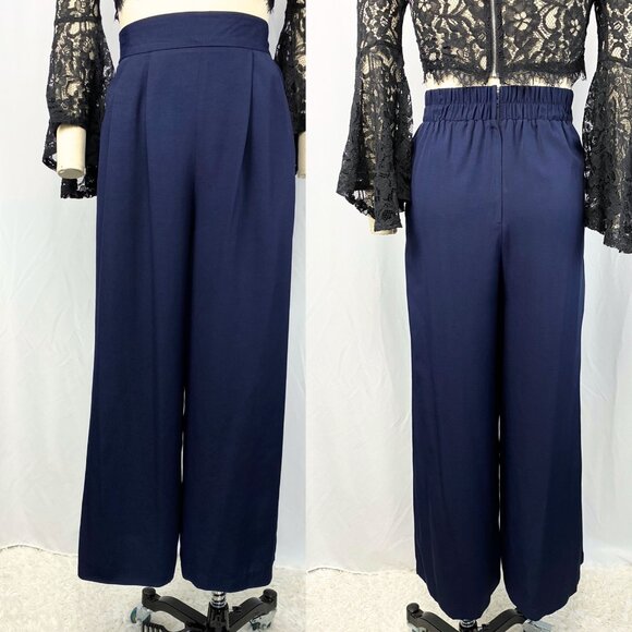 Vintage 90s Joseph Ribkoff midnight navy high-waisted trousers small medium - Picture 3 of 5